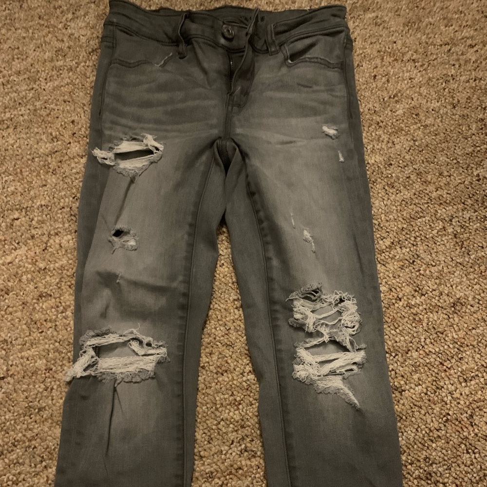 Grey American eagle ripped jeans